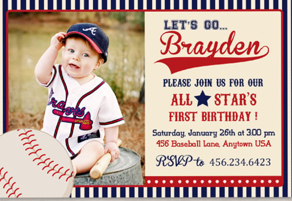 vintage baseball birthday invitation