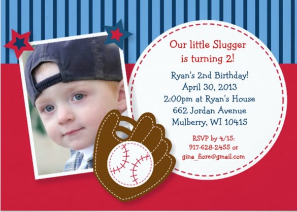 all star baseball photo birthday invitations