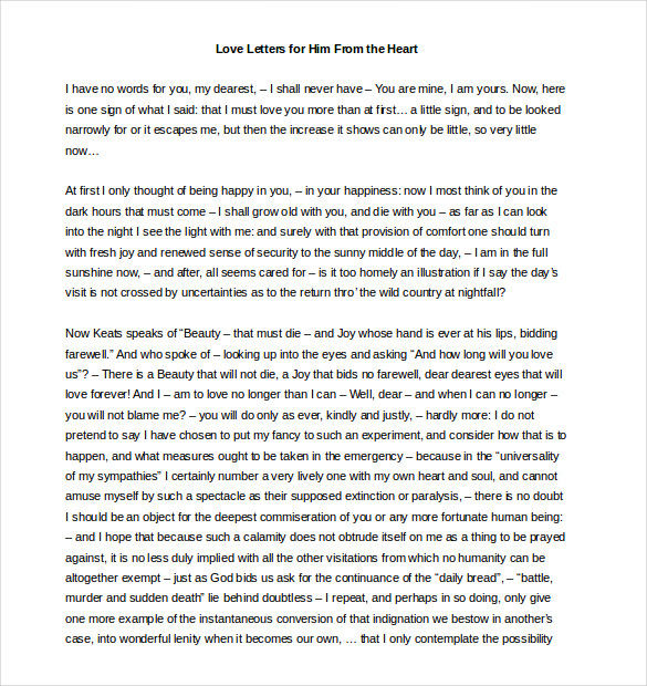 Love Letters For Him - 25+ Free Word, PDF Documents Download