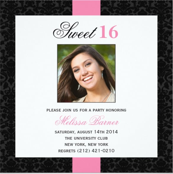 sweet 16 birthday party invitation