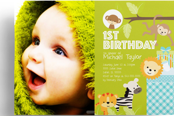 1st Birthday Safari Baby Shower Invitation