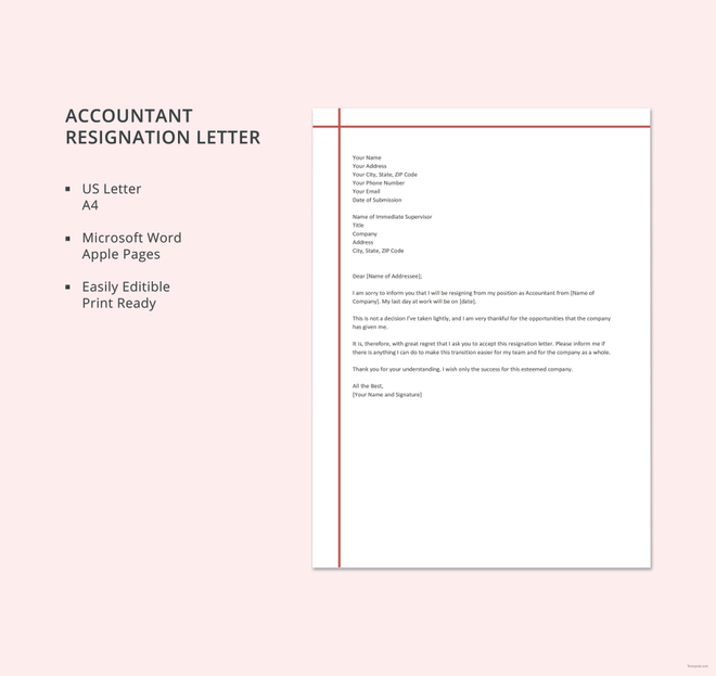 accountant resignation letter