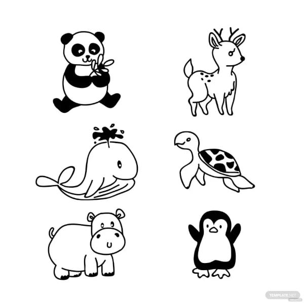 animal doodle drawing template