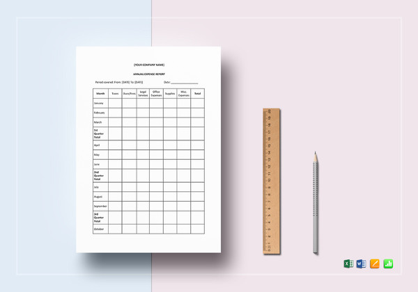 annual expense report excel template