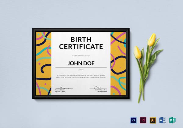 birth certificate template in indesign