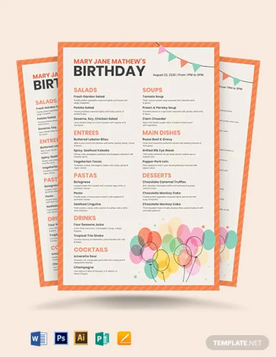 birthday poster menu template