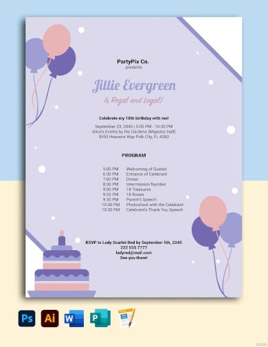 birthday and event program template