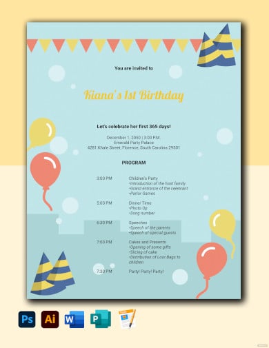 birthdays party program template