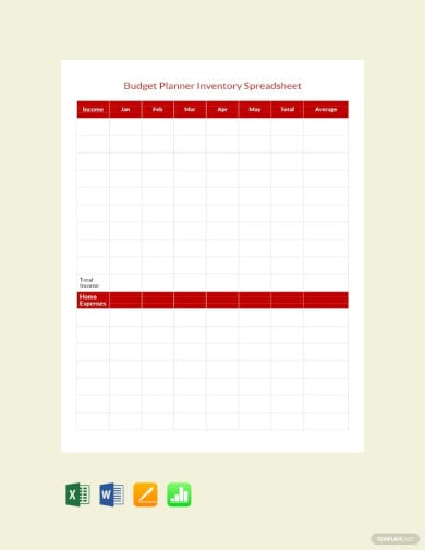 budget planner inventory spreadsheet template