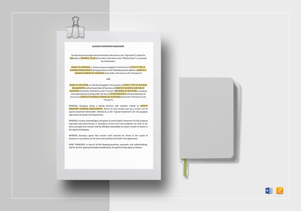 business investment agreement template to edit
