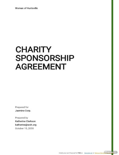 charity sponsorship agreement template