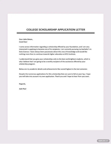 scholarship application letter financial need