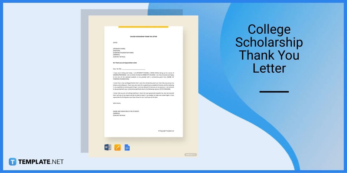 college scholarship thank you letter template