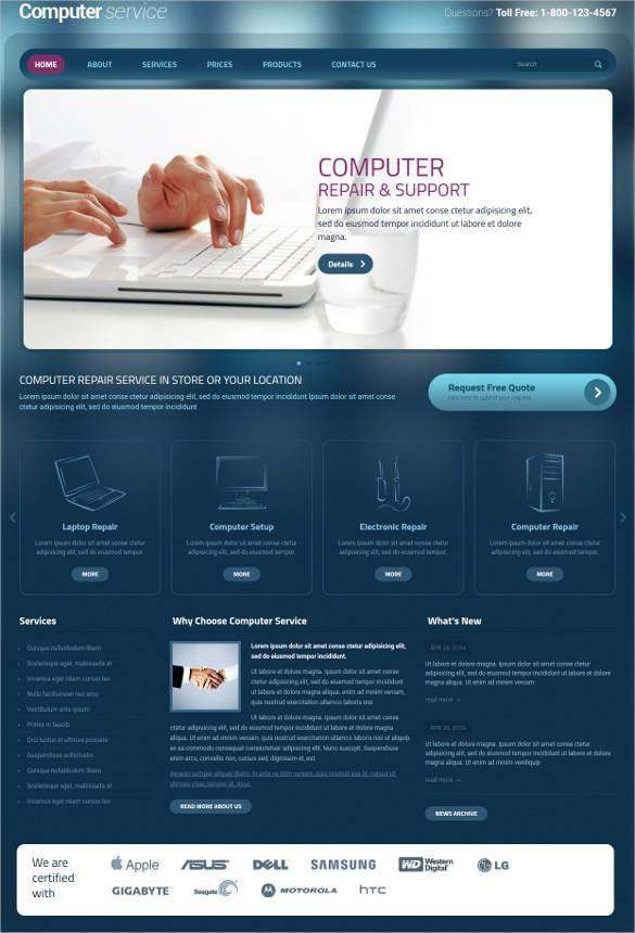 computer repair company bootstrap website theme