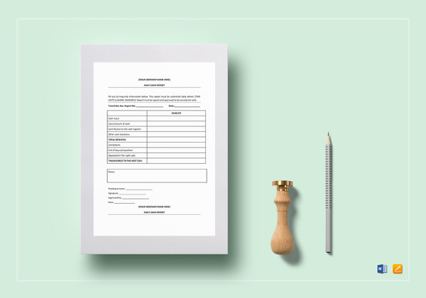 daily cash report template to print