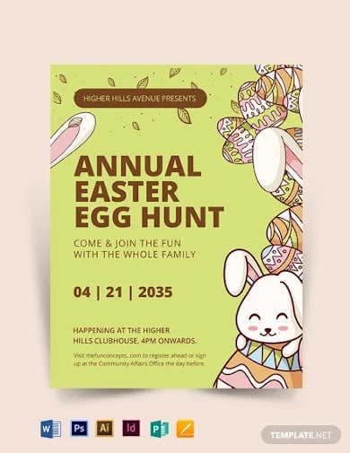 easter egg hunt party flyer template