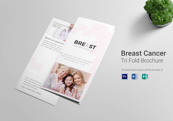 editable breast cancer tri fold brochure template