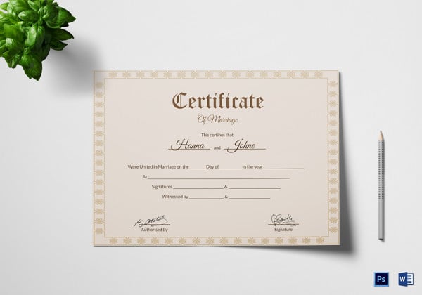 editable certificate of marriage