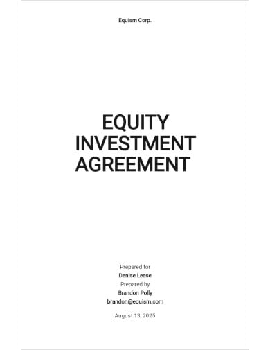 equity investment agreement template