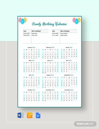 Fsd1 Calendar 2022 16+ Birthday Calendars Free Samples, Examples Formats Download | Free &  Premium Templates
