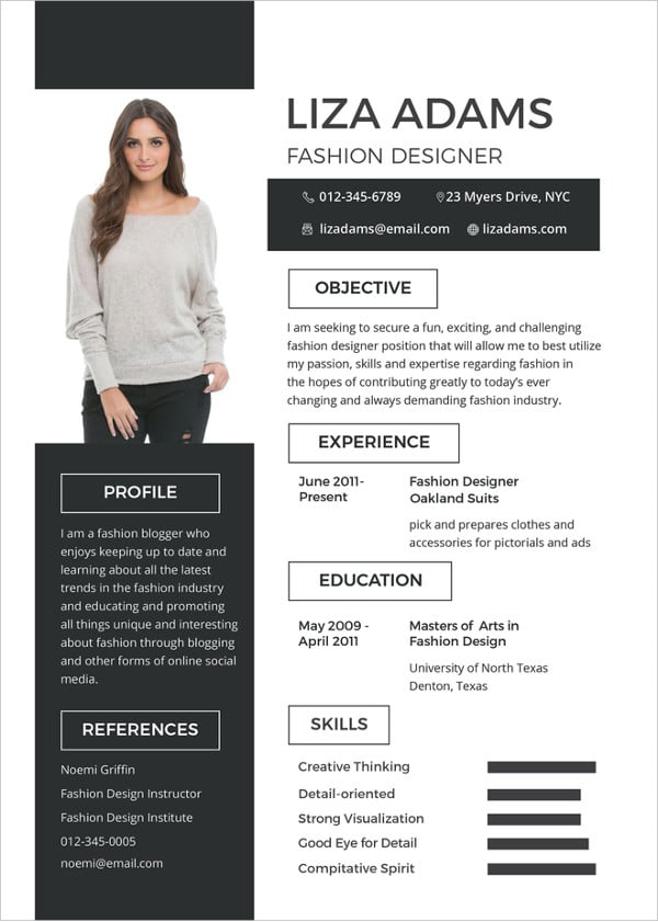 fashion designer resume indesign template