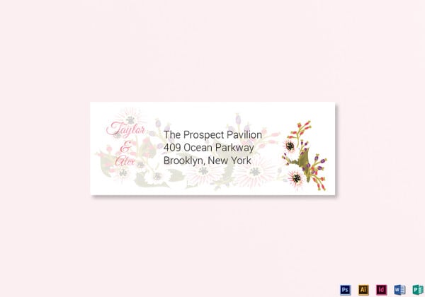 floral wedding address labels card word template