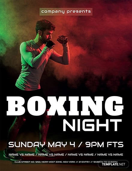 free boxing night flyer template