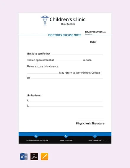 free doctor excuse note template