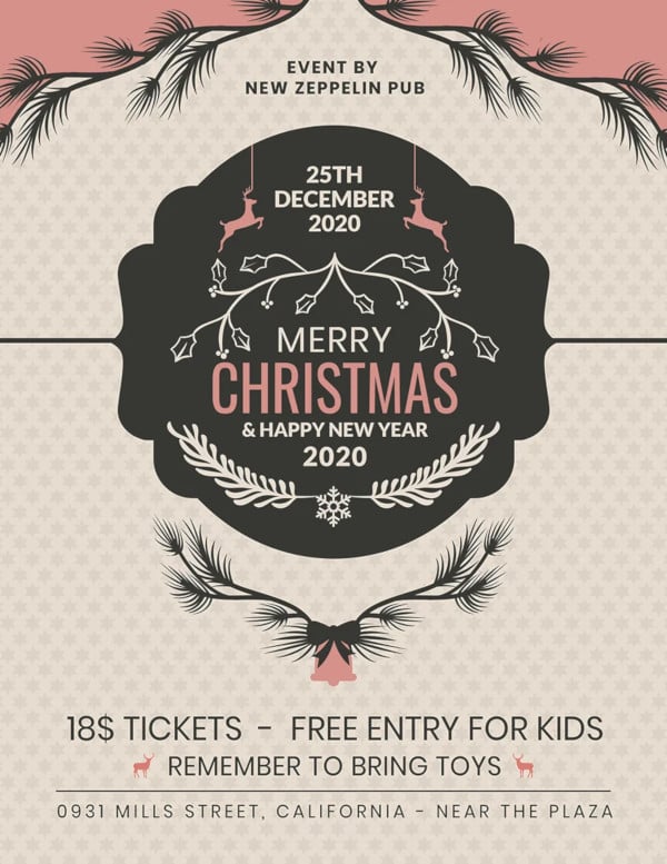 free merry christmas event flyer template