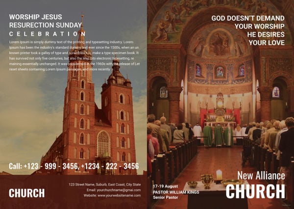 free modern church a4 brochure template