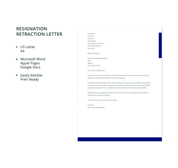 69 Resignation Letter Template Word PDF IPages