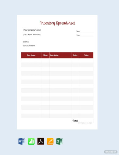 free sample inventory spreadsheet template