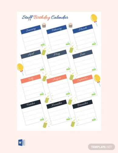 24 sample birthday calendar templates psd eps ai free premium