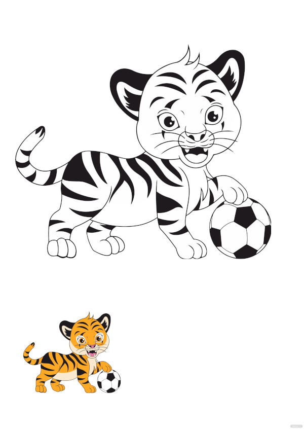 free tiger cute drawing coloring page