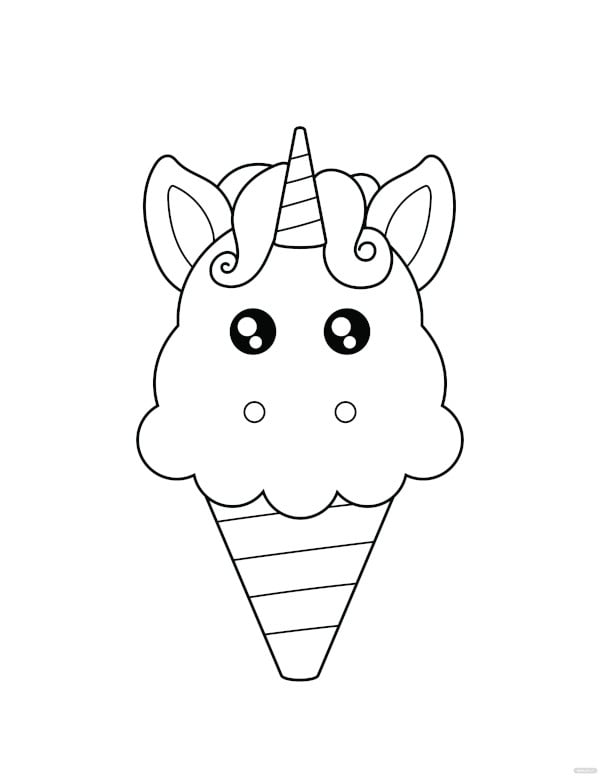 free unicorn ice cream drawing coloring page