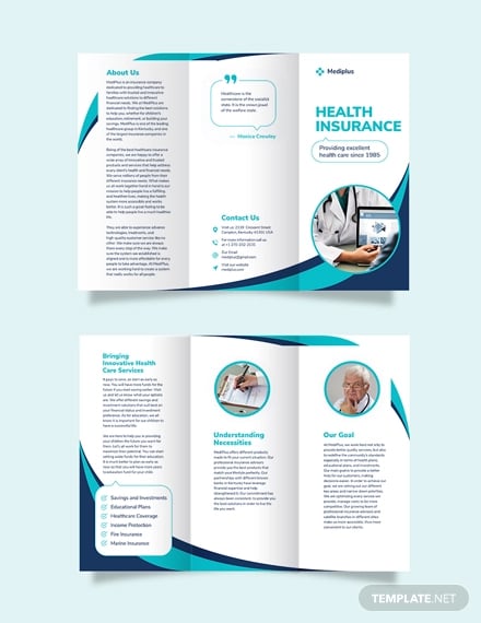 health insurance company tri fold brochure template