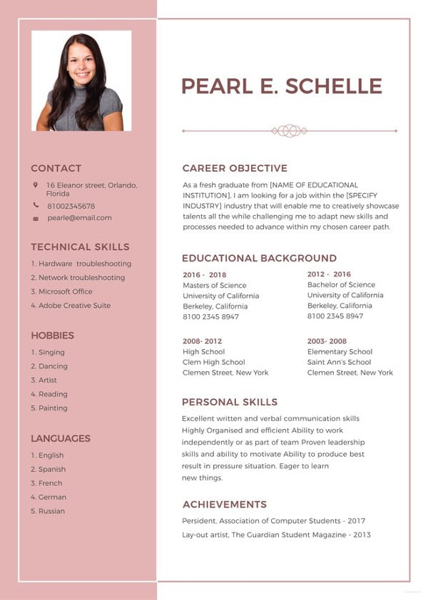 resume template high school senior