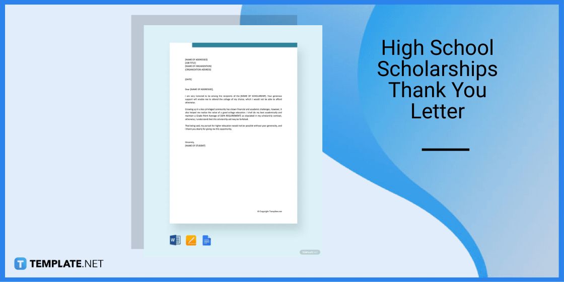 high school scholarships thank you letter template