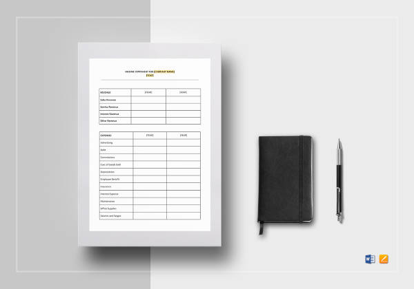 income statement template