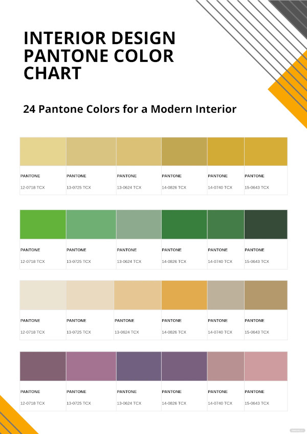 interior design pantone color chart