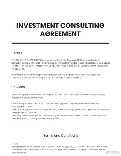 investment consulting agreement template