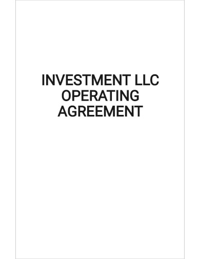 investment llc operating agreement template