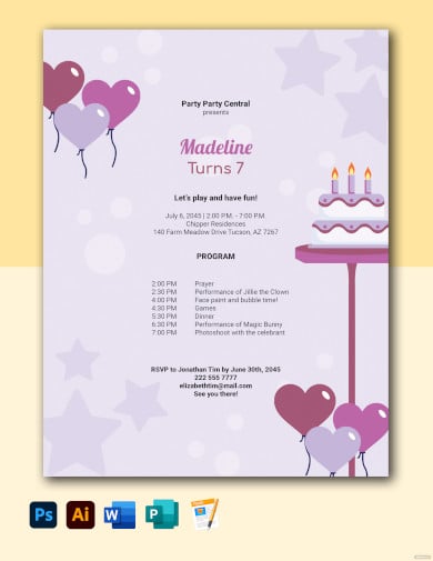 kid birthday program template