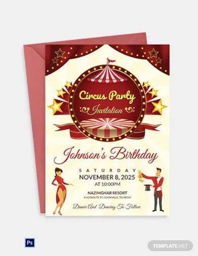 kids circus birthday invitation template