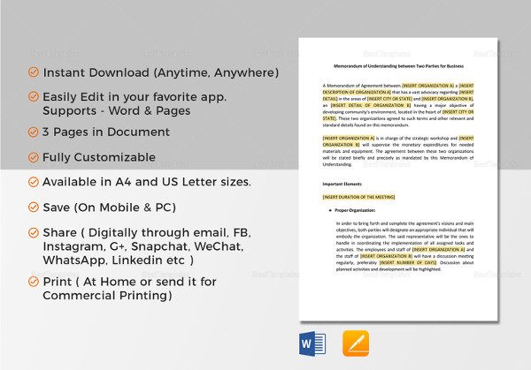 memorandum of understanding between two parties