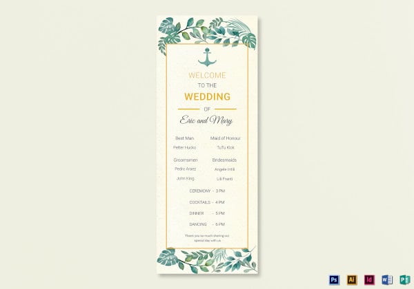 nautical wedding program card template