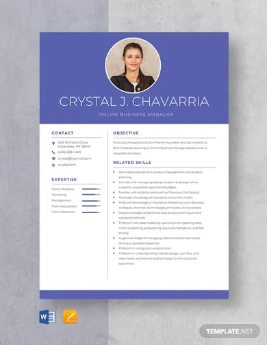 online business manager resume template