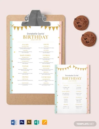 party birthday menu template