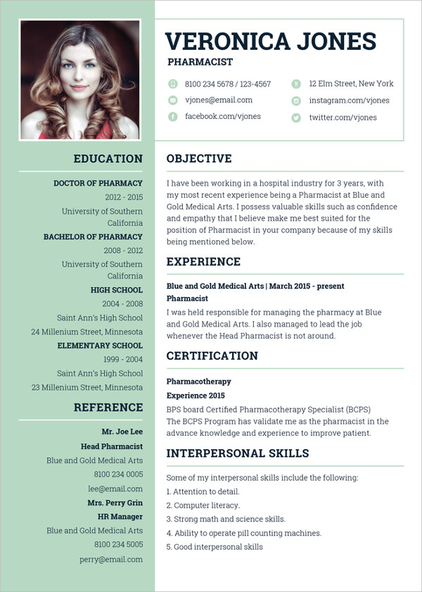 42+ Resume Template - Word, Excel, PDF, PSD