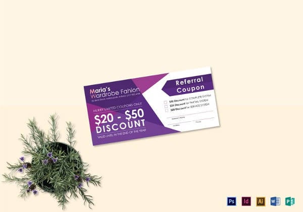 purple referral coupon template